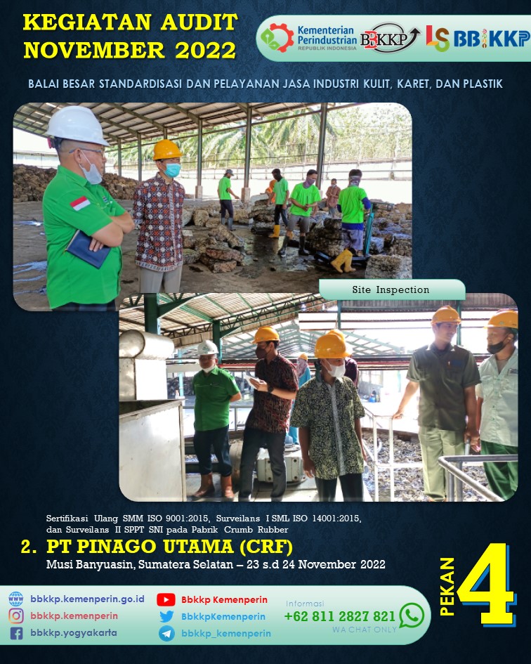 BbkkpKemenperin's tweet image. Pekan ke 4 Bln Nov 2022, LS BBSPJIKKP melaksanakan 4 keg audit:
1-2. PT PINAGO UTAMA (RSS&amp;amp;CRF) di Musi Banyuasin, Sumsel
3. CV TIRTO di Pekalongan, Jateng
4. PT SAMPIT INTERNASIONAL di Kotawaringin Timur, Kalteng

#kemenperin_ri #bbspjikkp #bbkkp
#sertifikasi #audit #jagaindustri