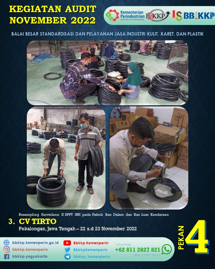 BbkkpKemenperin's tweet image. Pekan ke 4 Bln Nov 2022, LS BBSPJIKKP melaksanakan 4 keg audit:
1-2. PT PINAGO UTAMA (RSS&amp;amp;CRF) di Musi Banyuasin, Sumsel
3. CV TIRTO di Pekalongan, Jateng
4. PT SAMPIT INTERNASIONAL di Kotawaringin Timur, Kalteng

#kemenperin_ri #bbspjikkp #bbkkp
#sertifikasi #audit #jagaindustri