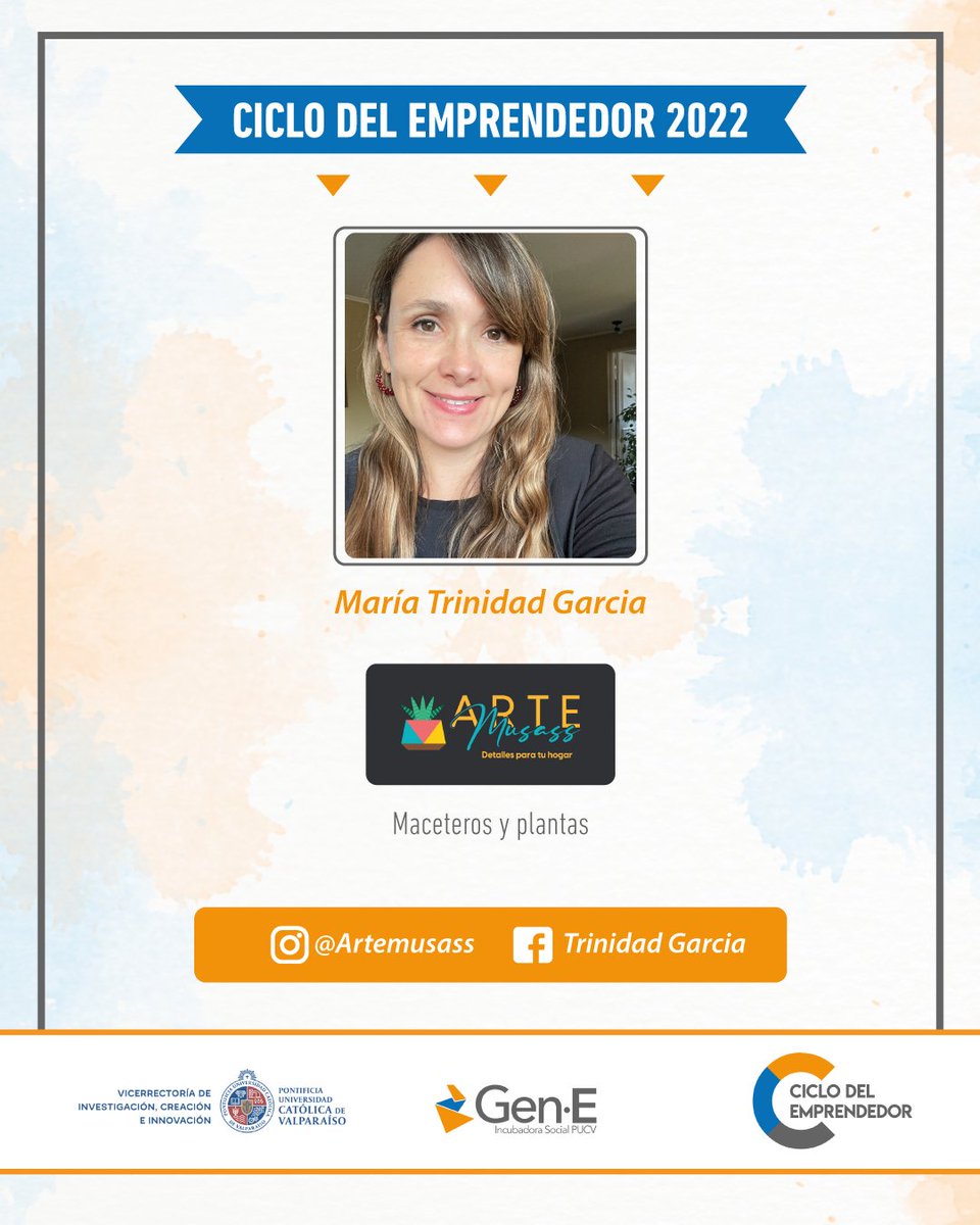 Cada año en nuestro programa #CiclodelEmprendedor apoyamos a microemprendimientos de la Región de Valparaíso y desde hoy les presentaremos a las emprendedoras y emprendedores que fueron parte de este programa en 2022🥰
Los invitamos a seguirlos y conocer sus RRSS👇