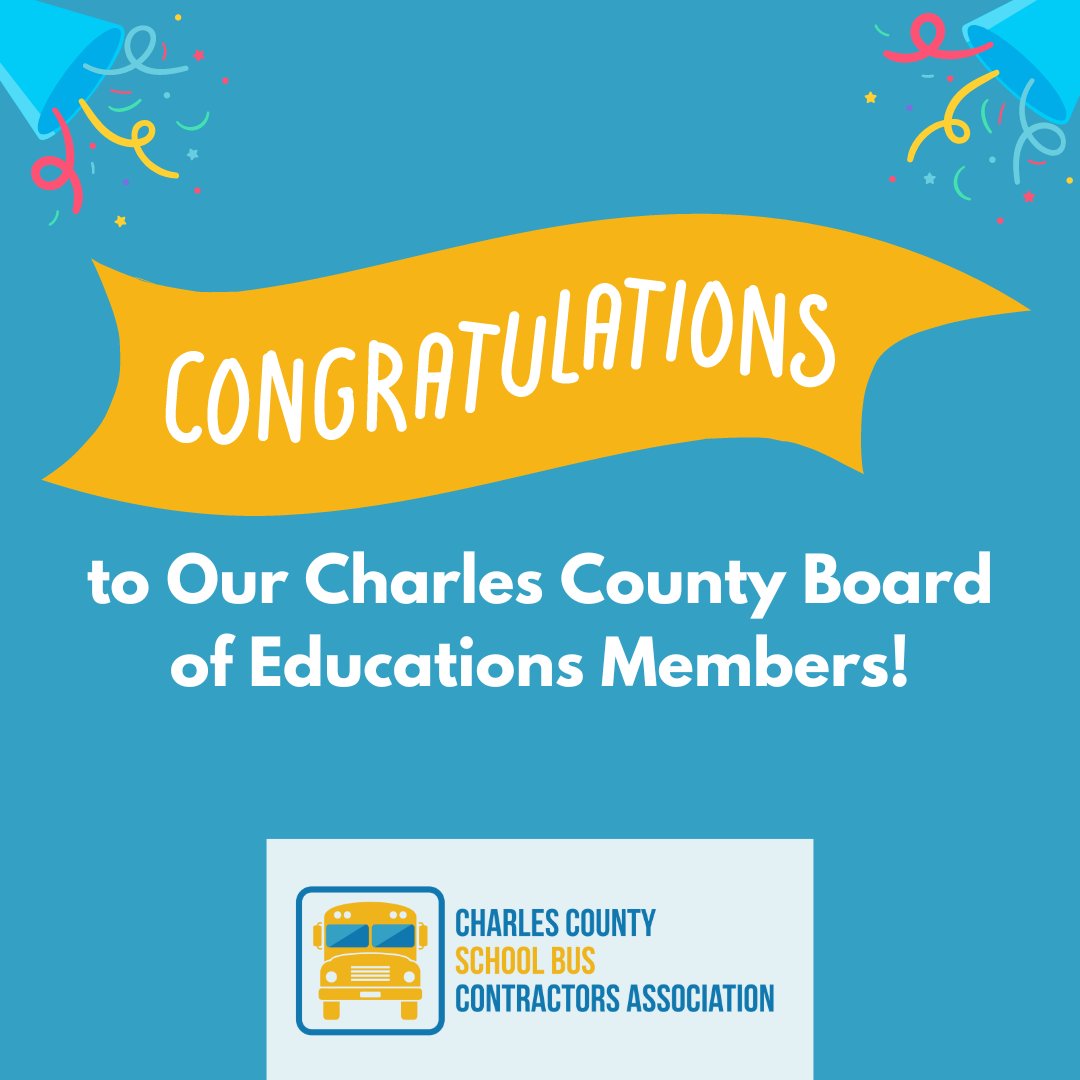 The Charles County School Bus Contractors Association extends a big congratulations to our Charles County Board of Education members elect. We forward to working with all of you soon and sharing information on our decades of partnership with and service to <a href="/CCPS/">Charles County Public Schools</a>.