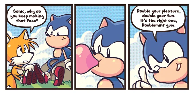 Was practicing Junio Sonic and noticed he often looks like he's chewing something... 