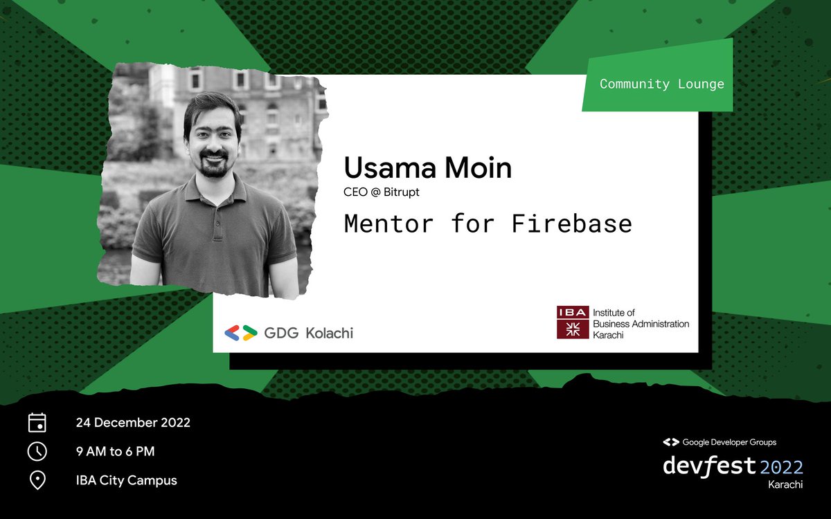 GDGKolachi's tweet photo. Community Lounge Mentor Alert!🚨
Presenting another talented mentor from our amazing roster: Usama Moin!
Usama is a tech enthusiast, an entrepreneur and the CEO of Bitrupt. His experience in the field is something you do not want to miss!
#devfest2022 #gdgdevfest22 #devfest https://t.co/DaBOBynGYH