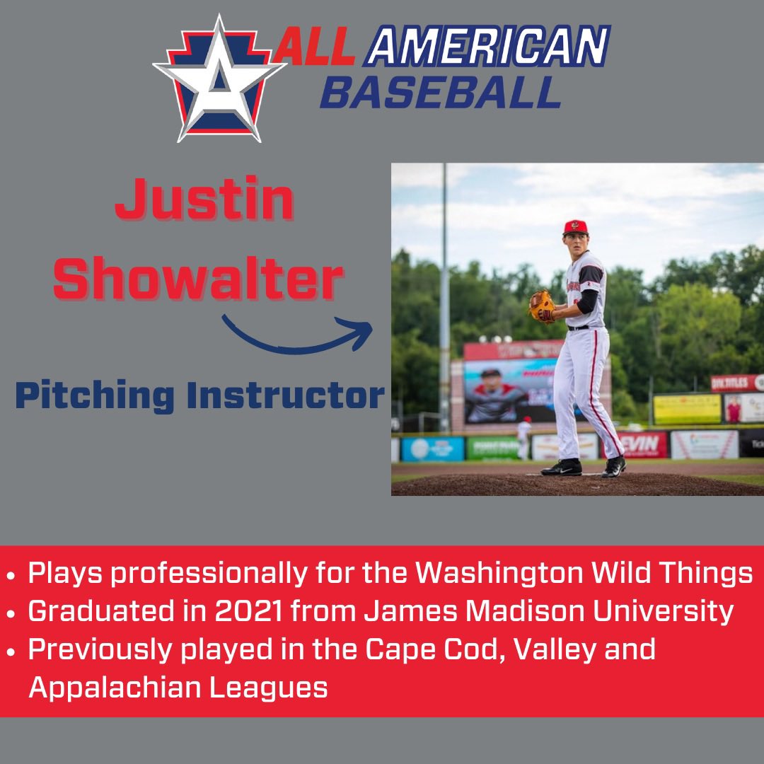 Justin Showalter currently plays for the Washington Wild Things and is one of our new pitching instructors at All American Baseball. We are excited to have him!