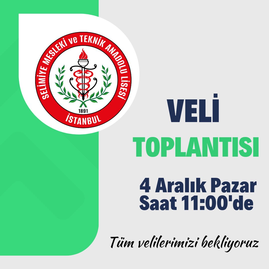 Veli toplantısı 4 Aralık Pazar saat 11:00'da...