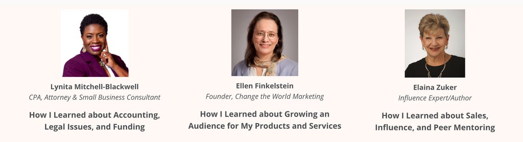 Everything We Wish We Knew When We Started – By Women for Women

Wednesday, Nov 30 at 1 pm CT / 2 pm ET

To Register for FREE: lnkd.in/e6jkuKUF

Bonus: Attendees will also get a FREE copy of 100 page e-book Business Class