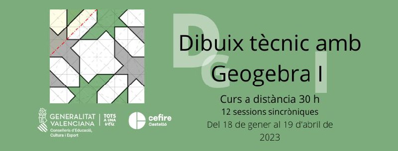 Martadibuix's tweet photo. 📣Inscripció oberta a "Dibuix Tècnic amb Geogebra I" 📐📏💻
👨🏼🏫 @Josep_DT_IDC
📝 28 novembre - 9 gener
🖥 Curs a distància amb 12 sessions sincròniques.
📆 16 gener - 19 d'abril
⏰ Dimecres, 18:30 a 20:00 h
🔗https://t.co/KwVe3EhPH0
@geogebra #CefireCastello #CsCEFIRE https://t.co/mbXzQ8ic9I
