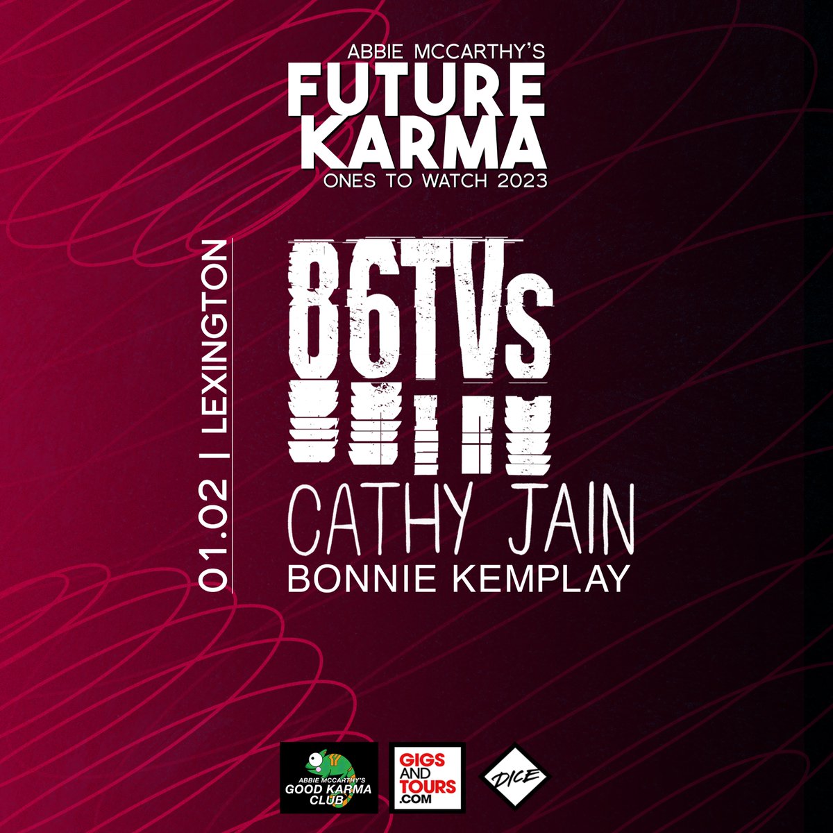 Another 86TVs show!! We will be headlining <a href="/AbbieAbbiemac/">Abbie McCarthy</a> <a href="/goodkarma_club/">Good Karma Club</a> at The Lexington, London on 1st Feb 2023

Tickets on sale from 10am tomorrow via Gigs and Tours: gigst.rs/AMFKCLexRM 

If you didn’t get tickets for the <a href="/yalarecords/">YALA! RECORDS</a> or <a href="/jamietmusic/">Jamie T</a> shows - good luck x