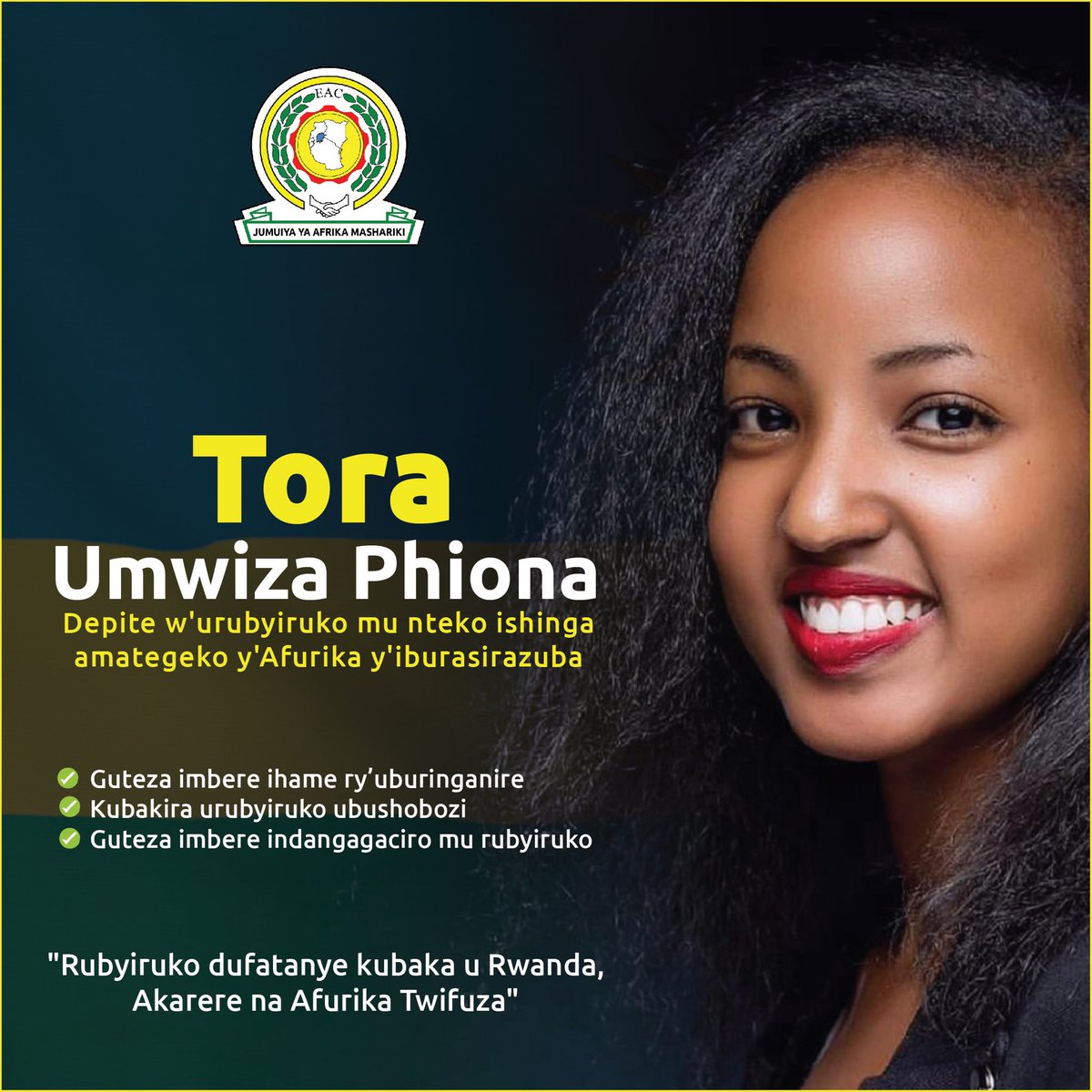 Vote for your dreams, vote for your rights, vote for me as a Rwanda Youth representative in EALA. It’s Rwanda we want, East AFRICA we log for, this is the right time to live our dreams. Kindly Share , tell a friend to tell a friend. On 5th/12/2022..        Stay blessed