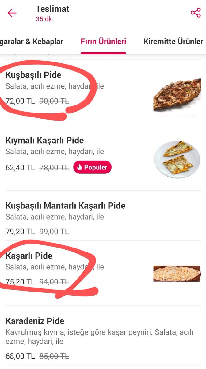 Sonunda olan oldu, kaşarlı pide , kuşbaşılı pideyi geçti..