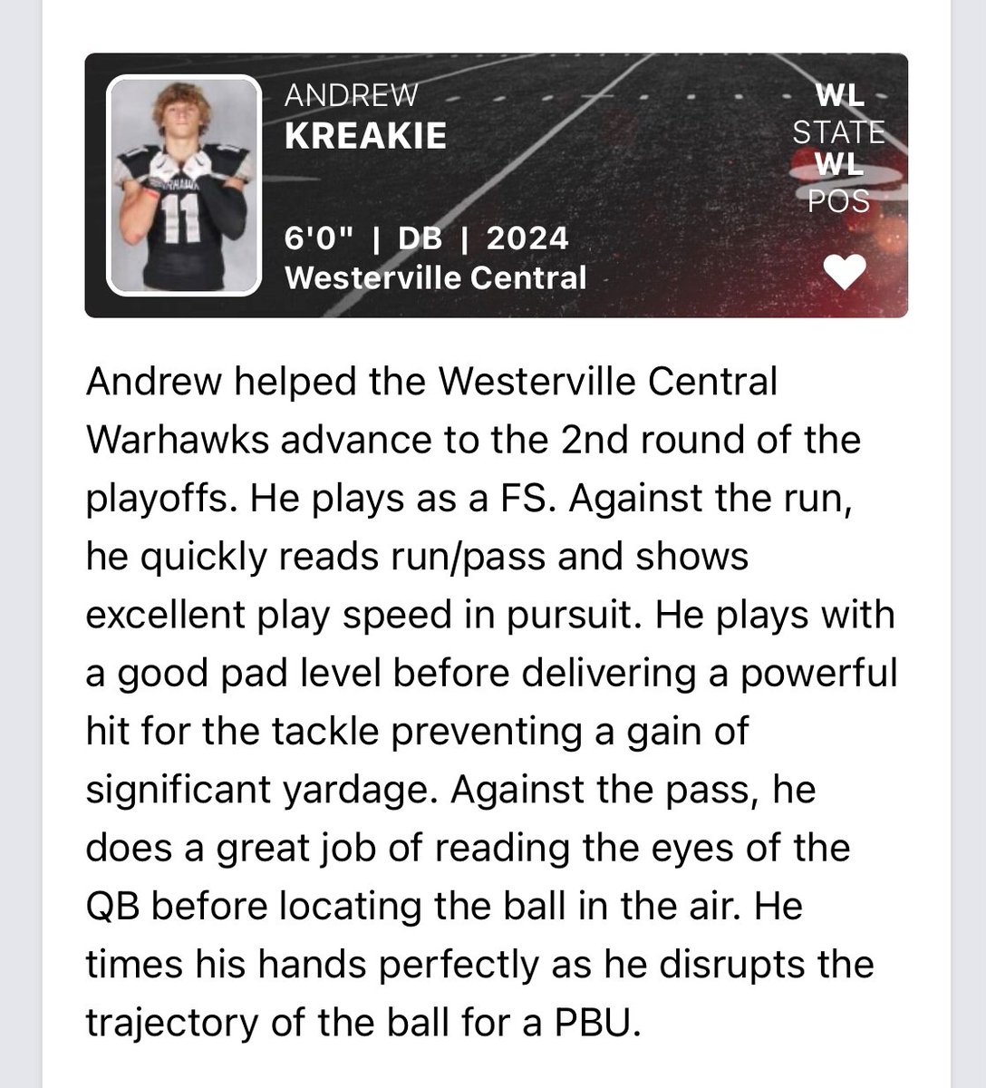 Thank you for the write-up and recognition! <a href="/mike_bey11/">Mike Bey</a> <a href="/JaredLuginbill/">Jared Luginbill</a> <a href="/PrepRedzoneOH/">Prep Redzone Ohio</a> <a href="/WCHS_Football/">WCHS 🏈 Warhawks</a>