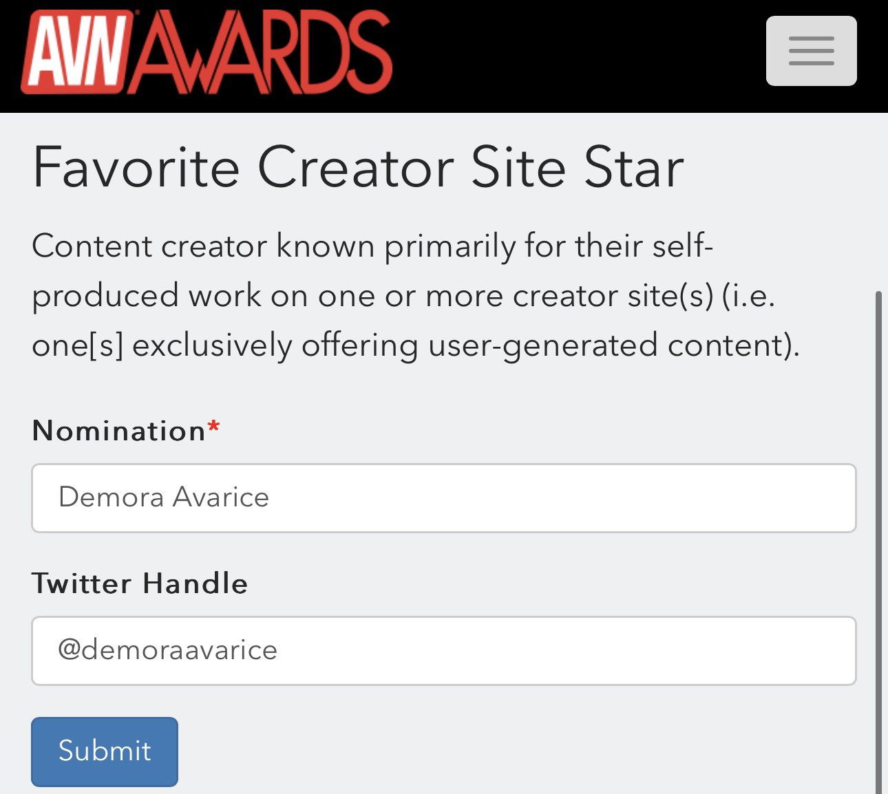 Demora Avarice on Twitter: "2 more days to get those @avnawards