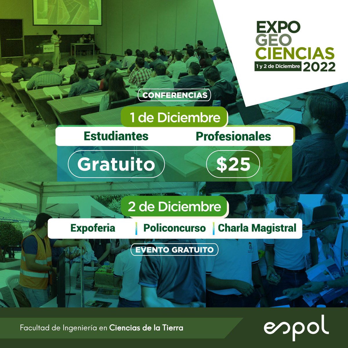 Nuestro director <a href="/steviegamboa/">Stevie Gamboa Valladares 🇪🇨</a> estará en el EXPO GEO CIENCIAS organizado por <a href="/aefict/">AEFICT - ESPOL</a> y <a href="/FictESPOL/">Facultad de Ingeniería en Ciencias de la Tierra</a> el próximo 1 de diciembre desde las 8:50 exponiendo sobre "Regalías como herramienta de sostenibilidad social de proyectos mineros".