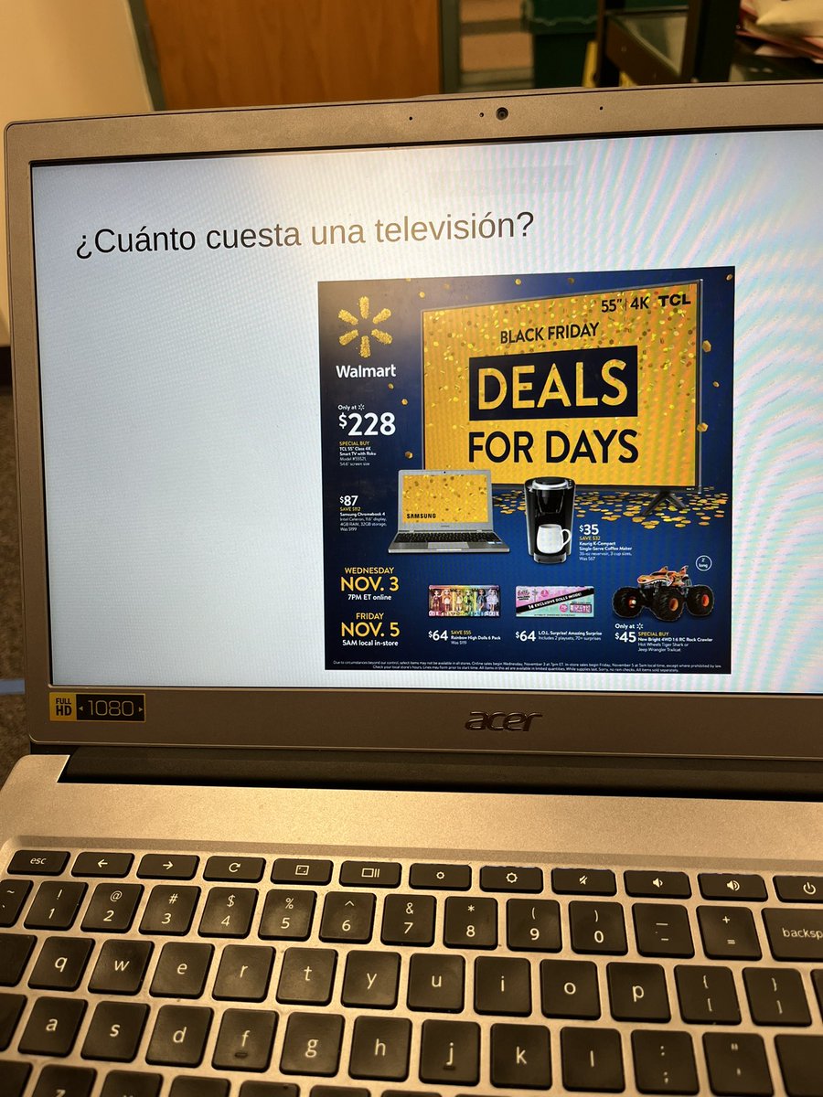 Practicing numbers in Spanish 1 using #blackfriday ads. #langchat