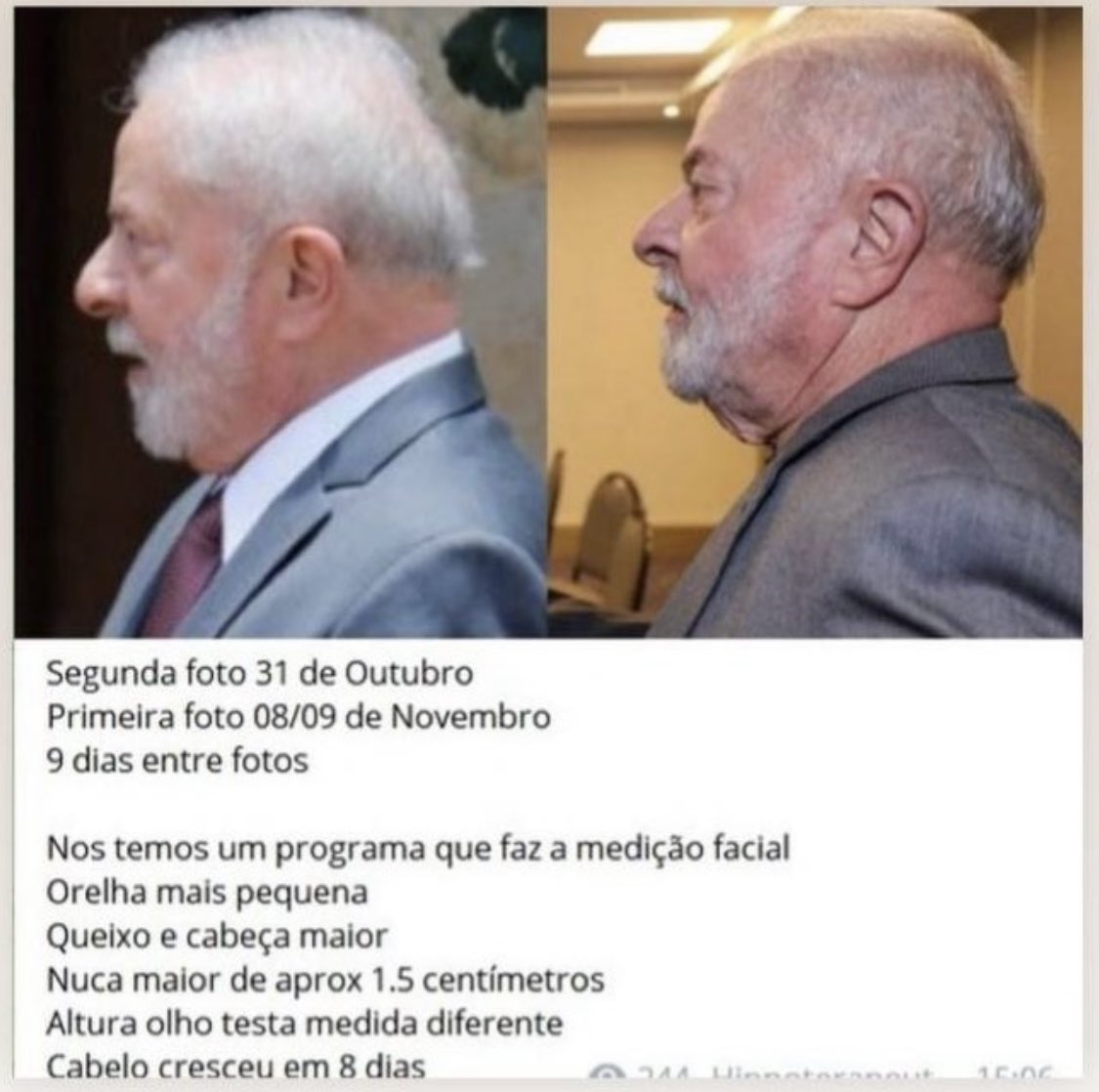 marcelonlobo's tweet photo. @CamargoDireita Além de ressurgir mais jovem, com inúmeros detalhes visíveis, sua voz retornou 15 anos atrás. Na eleição estava muito rouca, fraca e cavernosa. https://t.co/OS4h7VdrFg