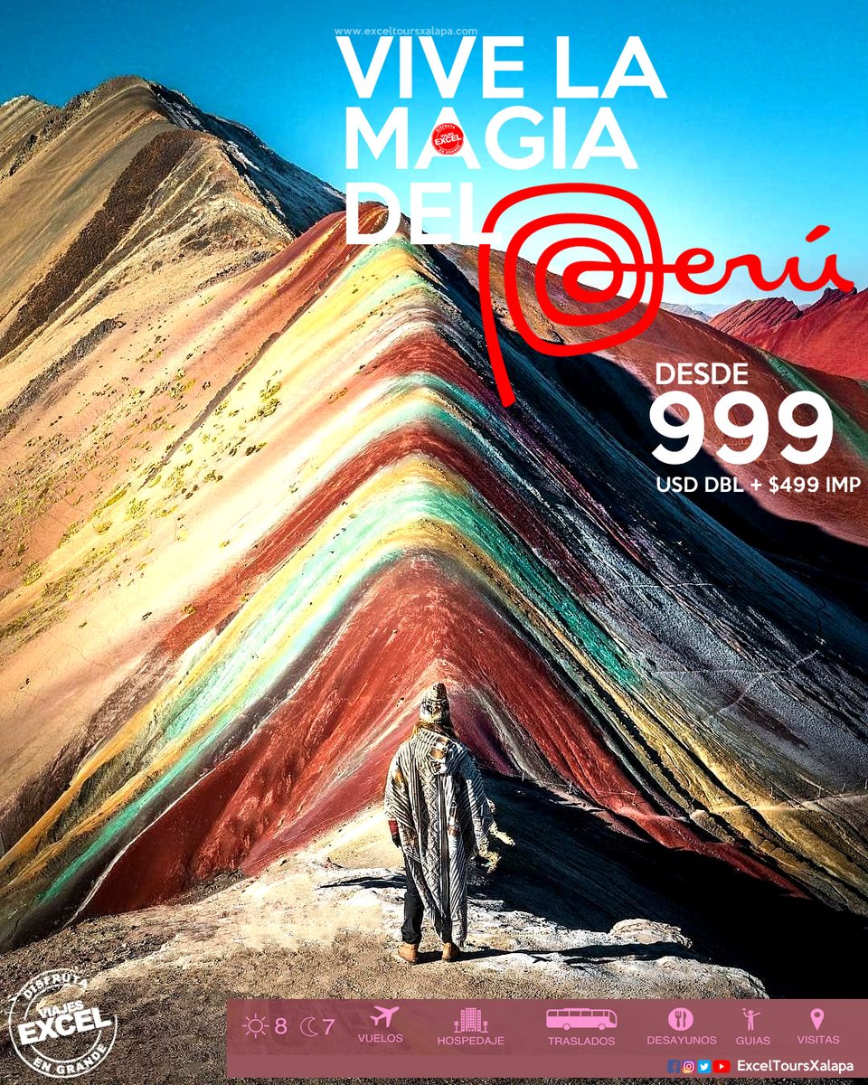 ExcelToursXal's tweet photo. ¡Vive la magia de PERÚ!
Aparta tu viaje y págalo poco a poco, salidas garantizadas de Enero a Abril 2023 🇵🇪
+INFO: https://t.co/uZwgvFPDLn
#Viajes #Xalapa #Veracruz #Coatepec #Travellovers #vacaciones #Peru #Wanderlust #MachuPicchu #ExcelTours https://t.co/MP1mPNHysT