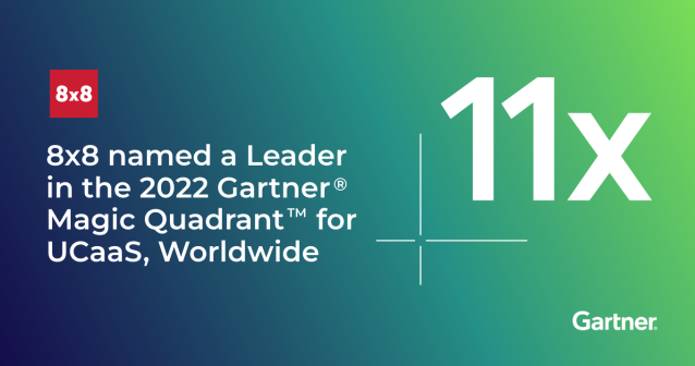 tinalundeensmit's tweet photo. For the 11th straight year, @8x8 has been named a Leader in the Gartner® Magic Quadrant™ for #UCaaS, Worldwide, which is longer than any other UCaaS vendor. #XCaaS #CCaaS #EX #CX #IT https://t.co/U4LPMgGcTP https://t.co/oFKNvUV4QK
