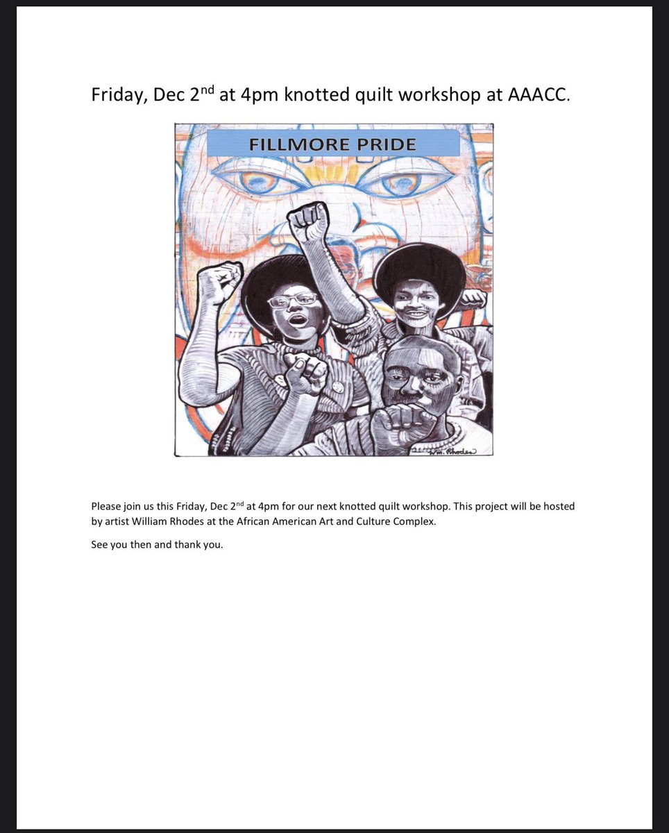 Join us Friday, December 2nd 4:00pm-5:30pm with William Rhodes on-site for his Knotted Quilt Workshop
762 Fulton St. San Francisco, California