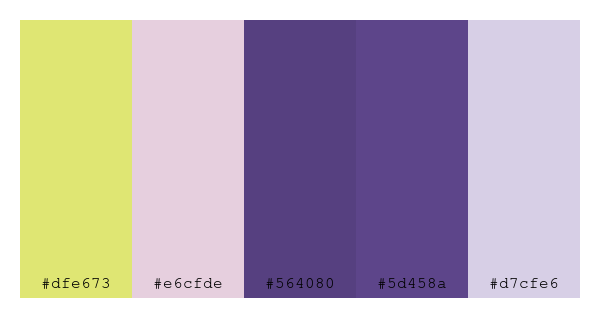 ColPaletteBot's tweet photo. Beep beep, here's a pretty color palette for you!
color-scheme.js parameters used:
- hue: 124
- variation: pastel
- colors: #dfe673, #e6cfde, #564080, #5d458a, #d7cfe6
Have a lovely evening!
#twitterbot #colorpalette #colors #palette #prettycolors https://t.co/pvY4mGKq0A