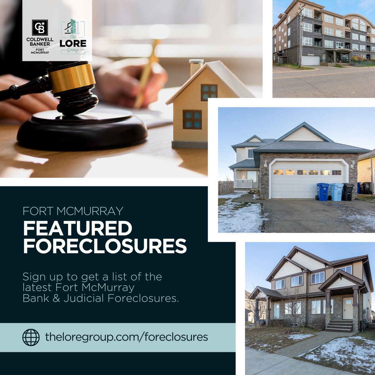theloregroup's tweet image. ✨⚖️ Featured Foreclosure Listings In Fort McMurray ⚖️✨
Let The Lore Group help you access potential real estate bargains that the banks &amp;amp; courts are selling.
🔐 Sign up to get the list:
theloregroup.com/foreclosures/

Contact us at 780-370-3325 

@CBFortMcMurray