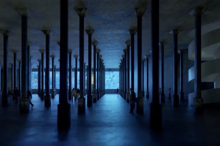 garthnix's tweet photo. While the reservoir under the palace in Belisaere (in my Old Kingdom books) was inspired by Yerebatan Sarnici in Istanbul, I didn’t know there was something similar, if more modern, not far away from home in Sydney, now the Tank Gallery of the AGNSW. Might be handy for filming 🤞 https://t.co/FPpnOCO4IX