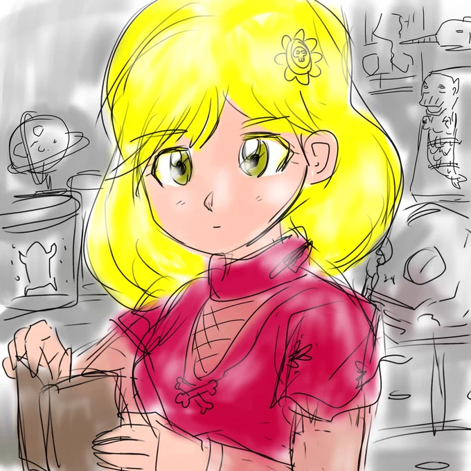 ヴンダーカンマーの少女#朝落書き #落書き  #ヴンダーカンマー #少女 #おはようございます 
