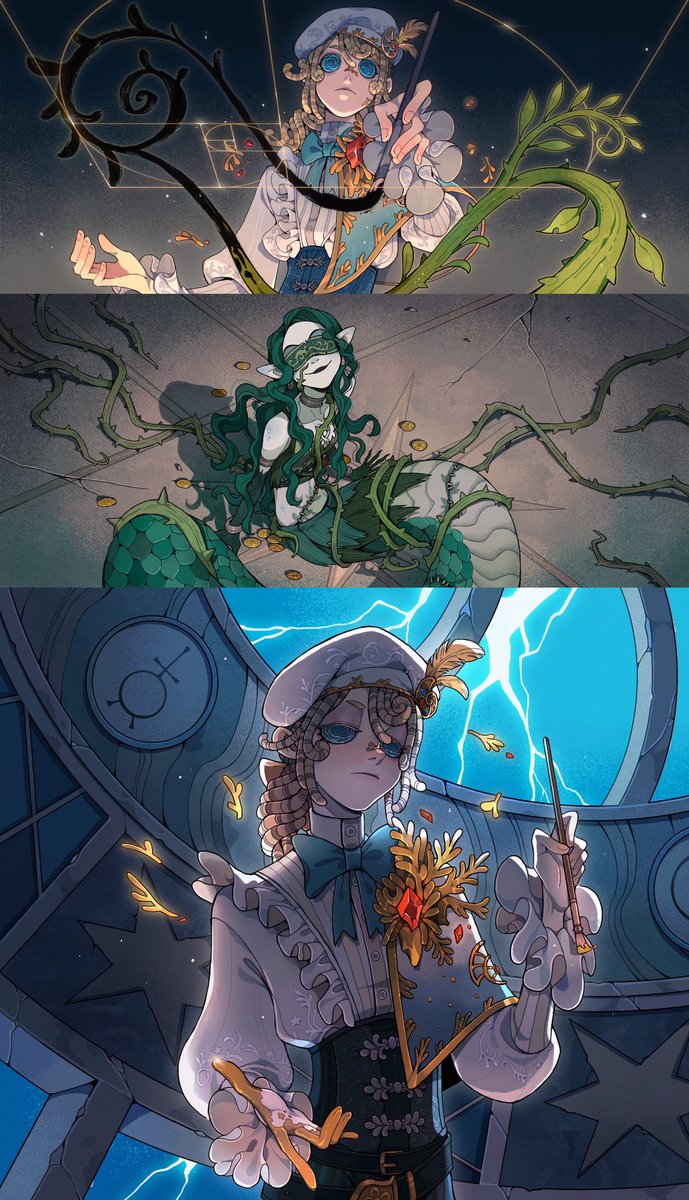 ArtistRefsIDV's tweet photo. @/juanmao1997 (twt) is the artist behind Golden Ratio’s essence video, Fugitive/Shining Feather’s video, Kroto’s essence video, certain holiday art, and more. Their twt is filled with complex pieces that highlight a breathtaking understanding of color theory and composition. https://t.co/F2F8OyzYhP