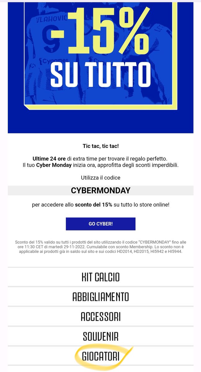 ju29robot's tweet photo. Hoi hoi! E questo sconto del 15% anche sui giocatori per il #cybermonday come bisogna interpretarlo? #finoallafineforzajuventus #Agnelli https://t.co/MQZsdcrsg4