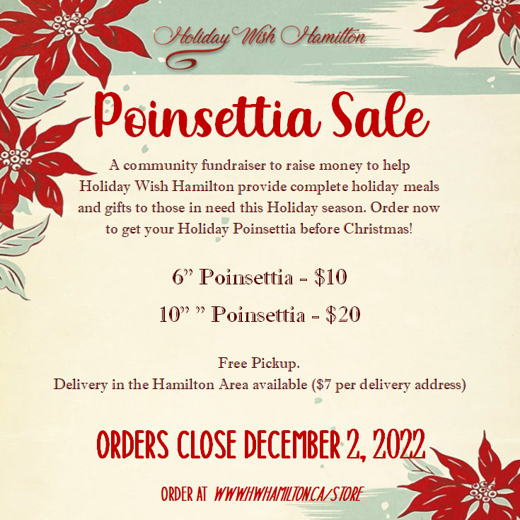 WishHoliday's tweet photo. #Poinsettia Sale to benefit #holidaywishhamilton. Order now to get your #HolidayPoinsettia before🎄#Christmas 🎄. 

Orders Close Dec 2, 2021. Free Pickup. Delivery in the Hamilton Area available (Charges Apply)

Order at: https://t.co/ijQQ5VlKAP

#hamont #local #fundraiser https://t.co/O4yyXrLwYR