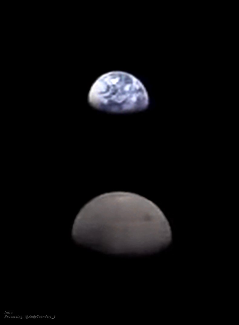 Real life, right now.
Earth and the Moon as viewed by #Artemis I.
Processed from multiple frames of streamed SAW cam footage: