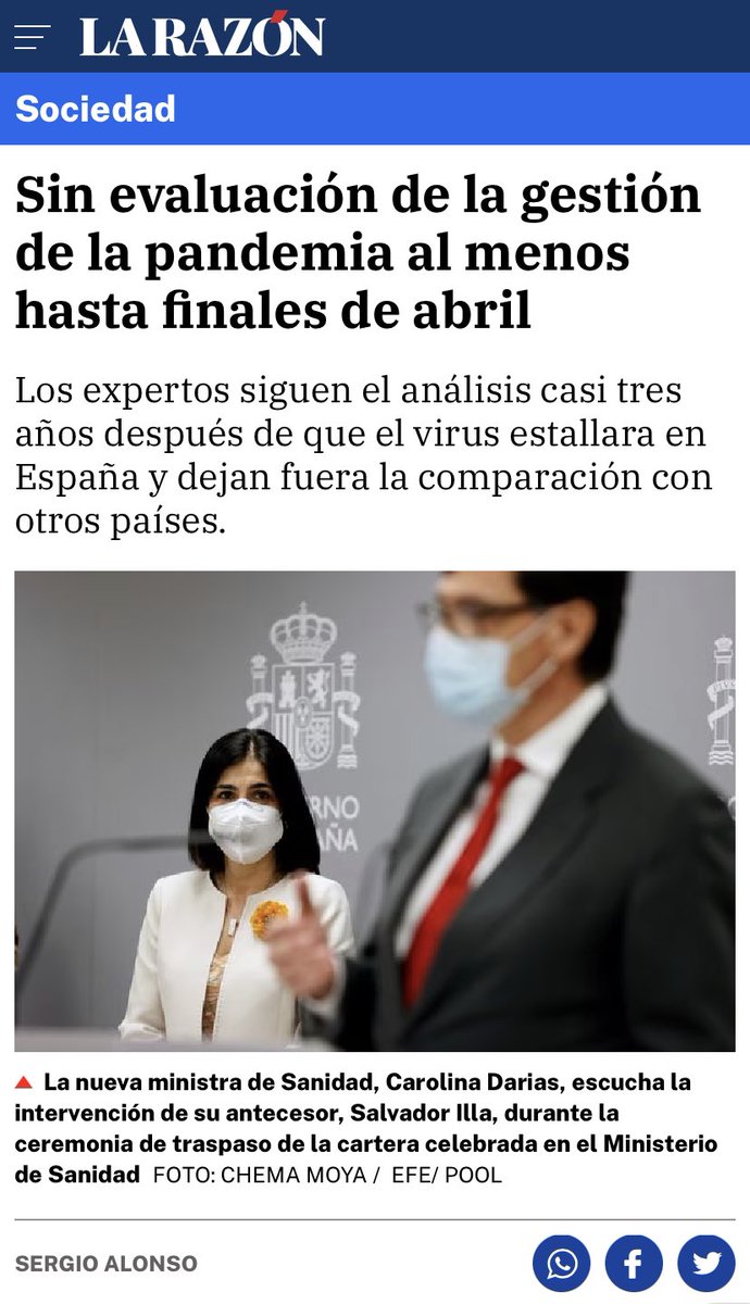 Sin #evaluación de la gestión de la #pandemia al menos hasta finales de abril

Creo que no tengamos evaluación hasta 1,5 años después del inicio y 2 años y 9 meses después de pedirlo en <a href="/TheLancet/">The Lancet</a>: un error de planteamiento: Mis palabras en <a href="/larazon_es/">La Razón</a>

✅larazon.es/sociedad/20221…