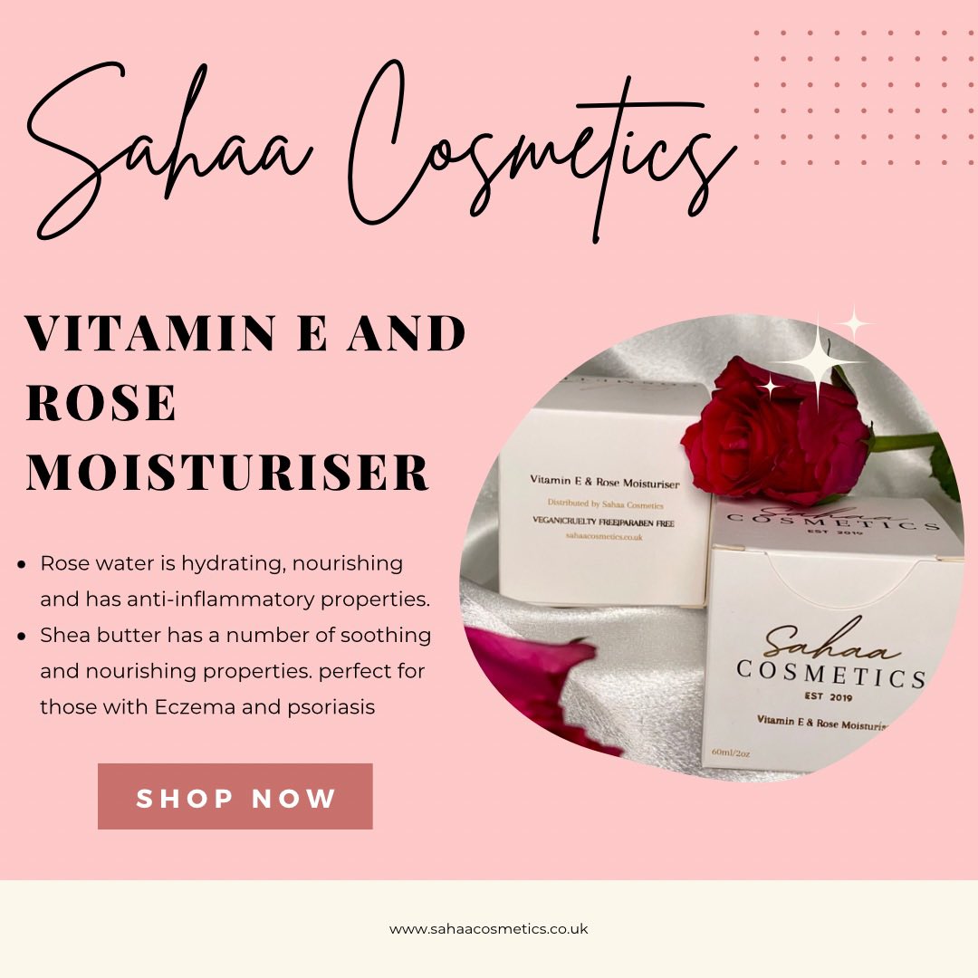 SahaaCosmetics's tweet photo. Our best selling Vitamin E and Rose moisturiser is only £13.50 😱🤍 #CyberMonday https://t.co/IekcmOD7iX