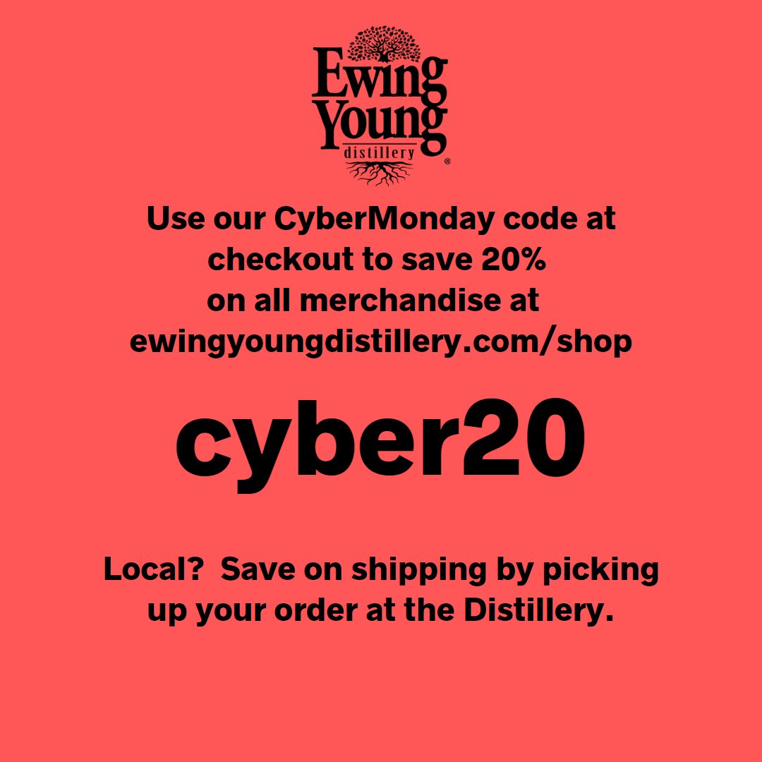 20% off merchandise at ewingyoungdistillery.com/shop 

#cybermonday #supportsmallbusiness #ewingyoungdistillery #oregondistillery #oregoncraft