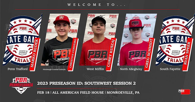 Welcome to 2023 Preseason ID: Southwest Session 2 (75% Full)⚾️
Feb 18 | <a href="/All_AmericanFH/">All American Field House</a> | Monroeville, PA📍

✅2023 PA State Games Qualifier🏟️
✅<a href="/TrackManBB/">Trackman Baseball</a>📡
✅@Blast_Bsbl🪓
✅<a href="/GetWithSwift/">Swift Performance</a>🏃‍♂️
✅<a href="/VizualEdge/">Vizual Edge</a>💻
✅Social Media Coverage

Preseason ID Events↩️
bit.ly/3O88SB