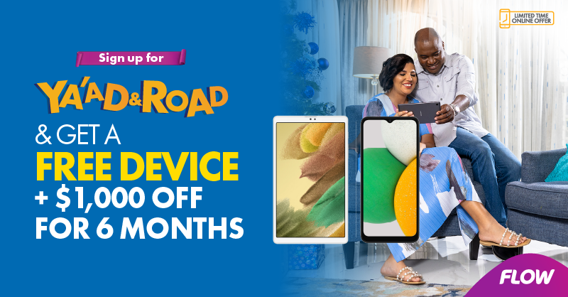 FLOWJamaica's tweet photo. Get a free Samsung Device when you sign up online today.