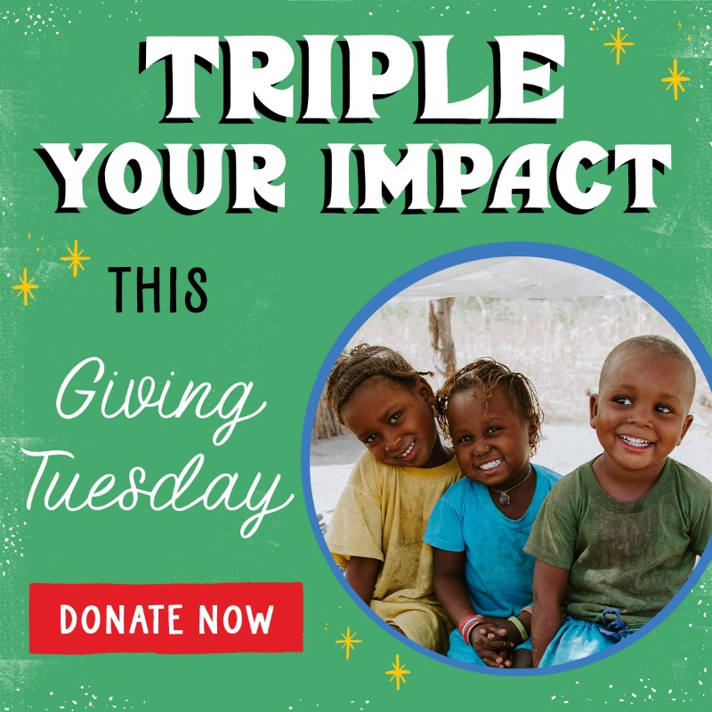 Heifer's tweet photo. It's Giving Tuesday, a global day of generosity, and at Heifer International, a generous group of donors is matching all donations today by 𝗧𝗪𝗢 more!

This means your gift right now will have 𝗧𝗥𝗜𝗣𝗟𝗘 the impact! 🎁🎁🎁