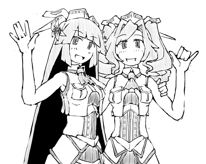 艦これラクガキ、ブルックリンさんとホノルルさん^^
先日は西部方面任務部隊の第34任務部隊で描き描きをしたので
マサチューセッツさんもでしたが、ブルックリンさんも姉妹一緒に描き描きということで^^
1番艦のブルックリンさん、7番艦(末っ子)のホノルルさんですね～ 
