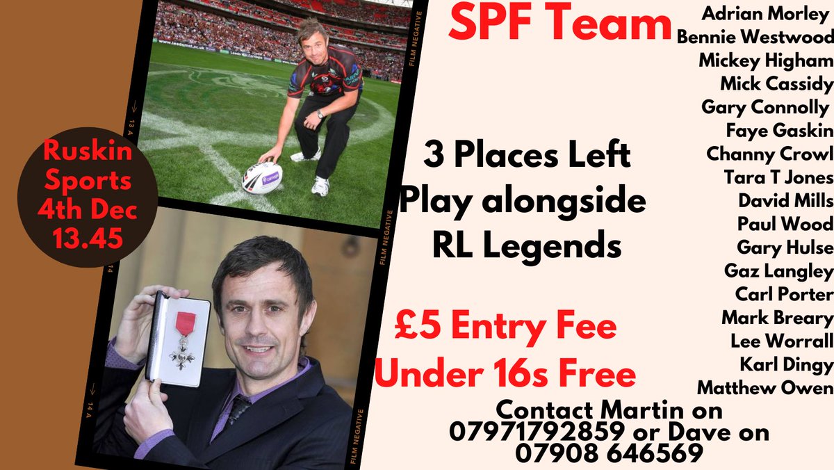StevePrescott1's tweet image. An incredible opportunity to play alongside the finest #RugbyLeague #Legends &amp;amp; support two great causes! 
Only Three Places remain on both teams @engywalmsley @Saints1890 v @StevePrescott1 Legends!
Send us a DM if you want to play on #Sunday 4th Dec @WicketStHelens #XmasMarkets