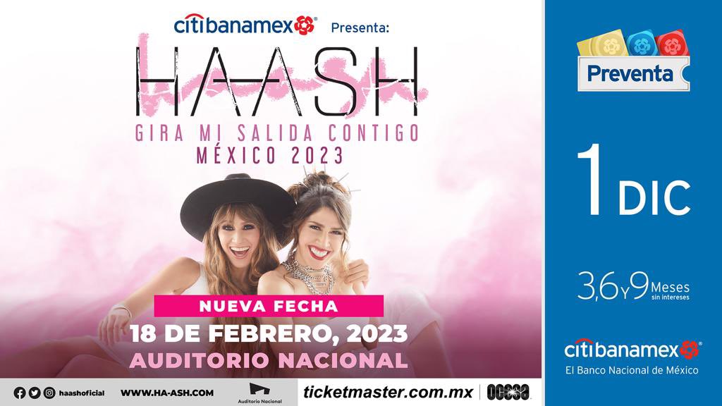 haashoficial's tweet photo. Después de todo el cariño que nos dieron en las fechas anteriores, abrimos una nueva fecha en el @AuditorioMx ¡Nos vemos el 18 de febrero del 2023! Para seguir bailando y cantando como sólo ustedes lo saben hacer. 🥰❤️💃🏻💃🏼
#PreventaCitibanamex 1 de dic. 
@Citibanamex https://t.co/3HNUMEzYvH