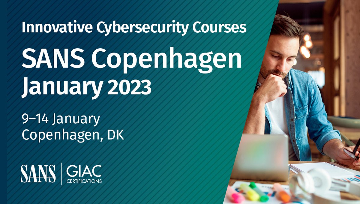 SANSEMEA's tweet photo. ⚠️ Don't miss the opportunity to gain new #CyberSecurity skills at SANS Copenhagen 🇩🇰  - €250 EUR 💰 using EarlyBird23 &amp; pay for any 4-6 day course by 30 Nov 22.

Register to join @brianwifaneye  @mattiaep &amp; @markaorlando in Denmark: https://t.co/aD0U2QdXCp

#SANSTraining https://t.co/LE8kCOJM5n