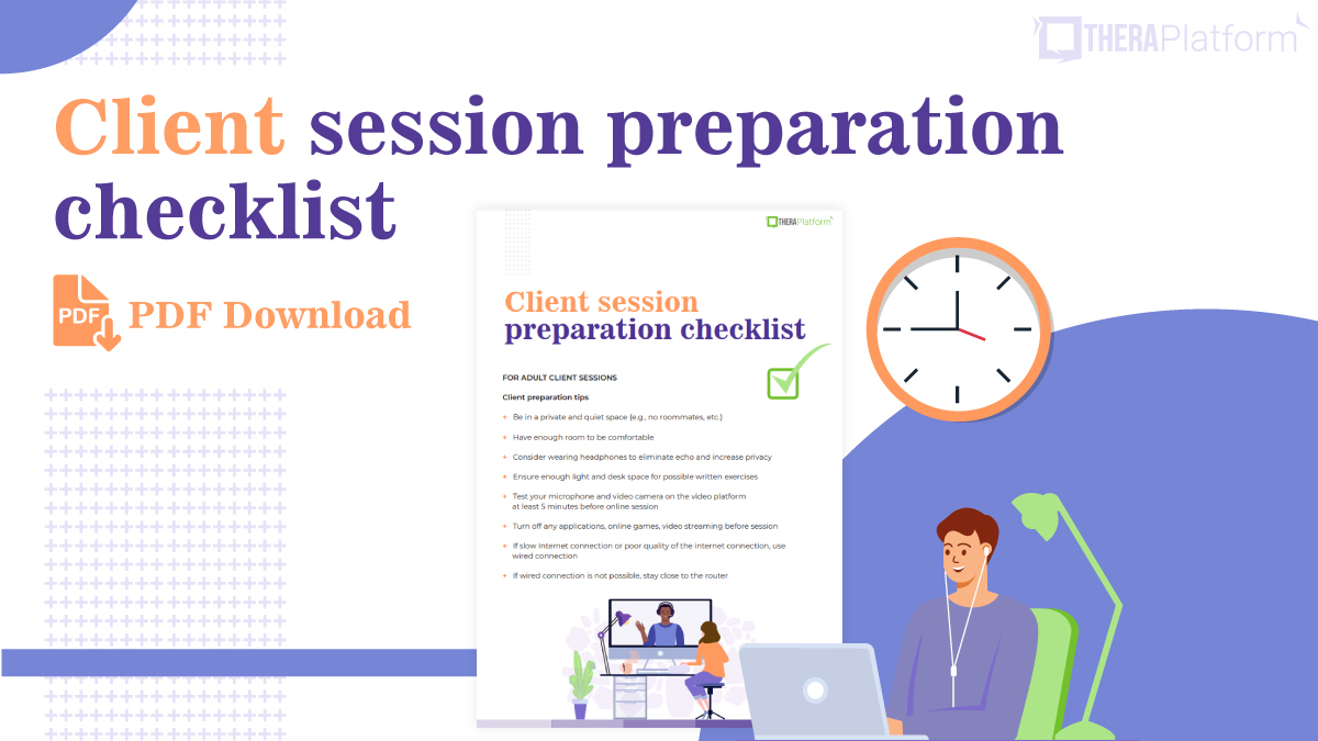 TheraPlatform's tweet image. 📝 A few simple steps can have a big impact on your next teletherapy session! Keep the focus on your clients and treatment with our list of prep recommendations. 👉 ow.ly/fEiT50LNyFS

#therapyprivatepractice #privatepracticetherapy
