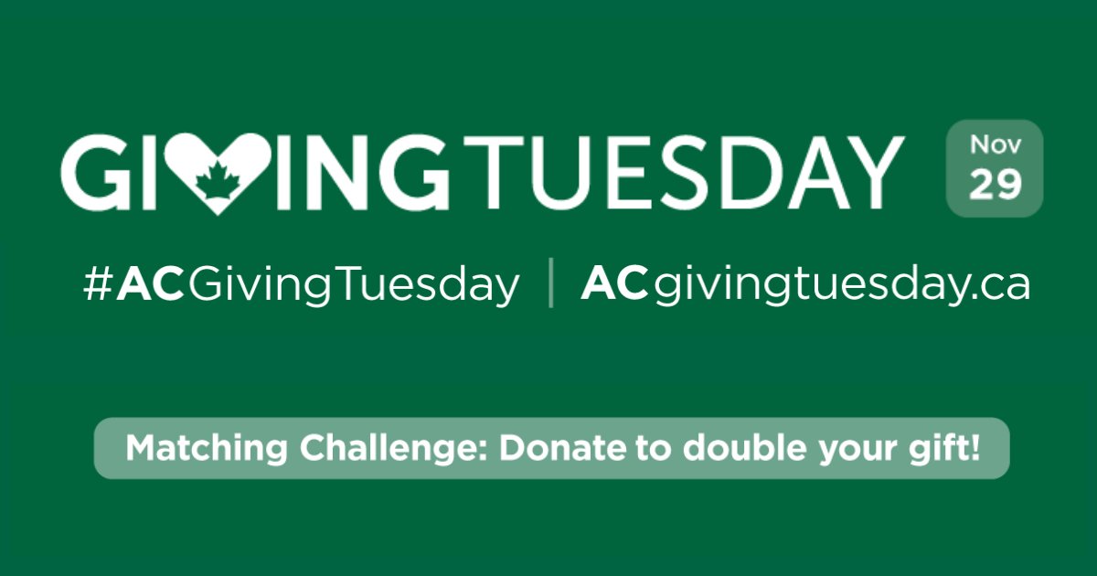 Tomorrow we need your help as we raise $40K for our students. 

Visit acgivingtuesday.ca to donate and track the progress we’re making together! Donate Nov 25-29 &amp; your gift will be matched. 

Share this post to get the word out! #ACGivingTuesday