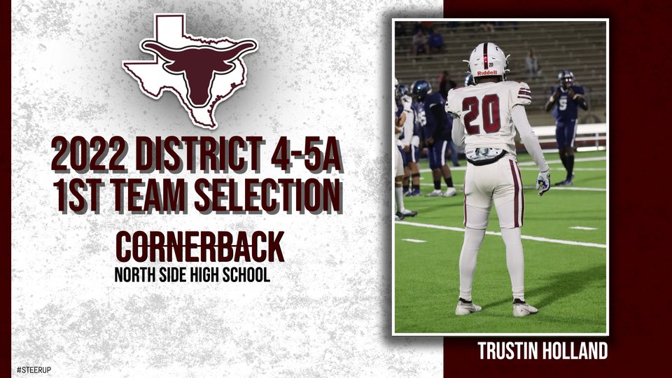 North Side Football (@nssteerfootball) on Twitter photo Congratulations to our 2022 District 4-5A 1st Team Selections‼️
<a href="/BrandonBForrest/">Brandon “BB” Forrest ➏</a>
<a href="/Mmiles004/">𝓜𝓪𝓻𝓬𝓾𝓼 𝓜𝓲𝓵𝓮𝓼🖤</a>
<a href="/ra_lph4218/">Ralph Rivera</a>
@TrustinHolland3
#SteersUp🤘🏽
📷 @yeseniaalexiss Congratulations to our 2022 District 4-5A 1st Team Selections‼️
<a href="/BrandonBForrest/">Brandon “BB” Forrest ➏</a>
<a href="/Mmiles004/">𝓜𝓪𝓻𝓬𝓾𝓼 𝓜𝓲𝓵𝓮𝓼🖤</a>
<a href="/ra_lph4218/">Ralph Rivera</a>
@TrustinHolland3
#SteersUp🤘🏽
📷 @yeseniaalexiss
