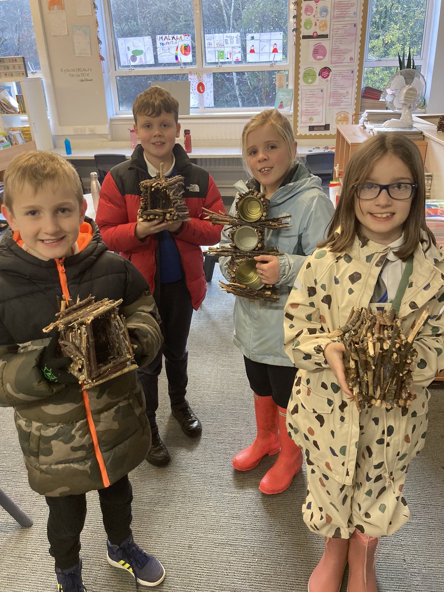 BraidbarPS's tweet photo. Today, P4&amp;5 took their completed bird shelters back to Huntley Park. They had a great time exploring the woods and finding a safe space for their houses to take shelter. 🐦 @HuntlyFriends @KSBScotland https://t.co/EvLqTMZAgO