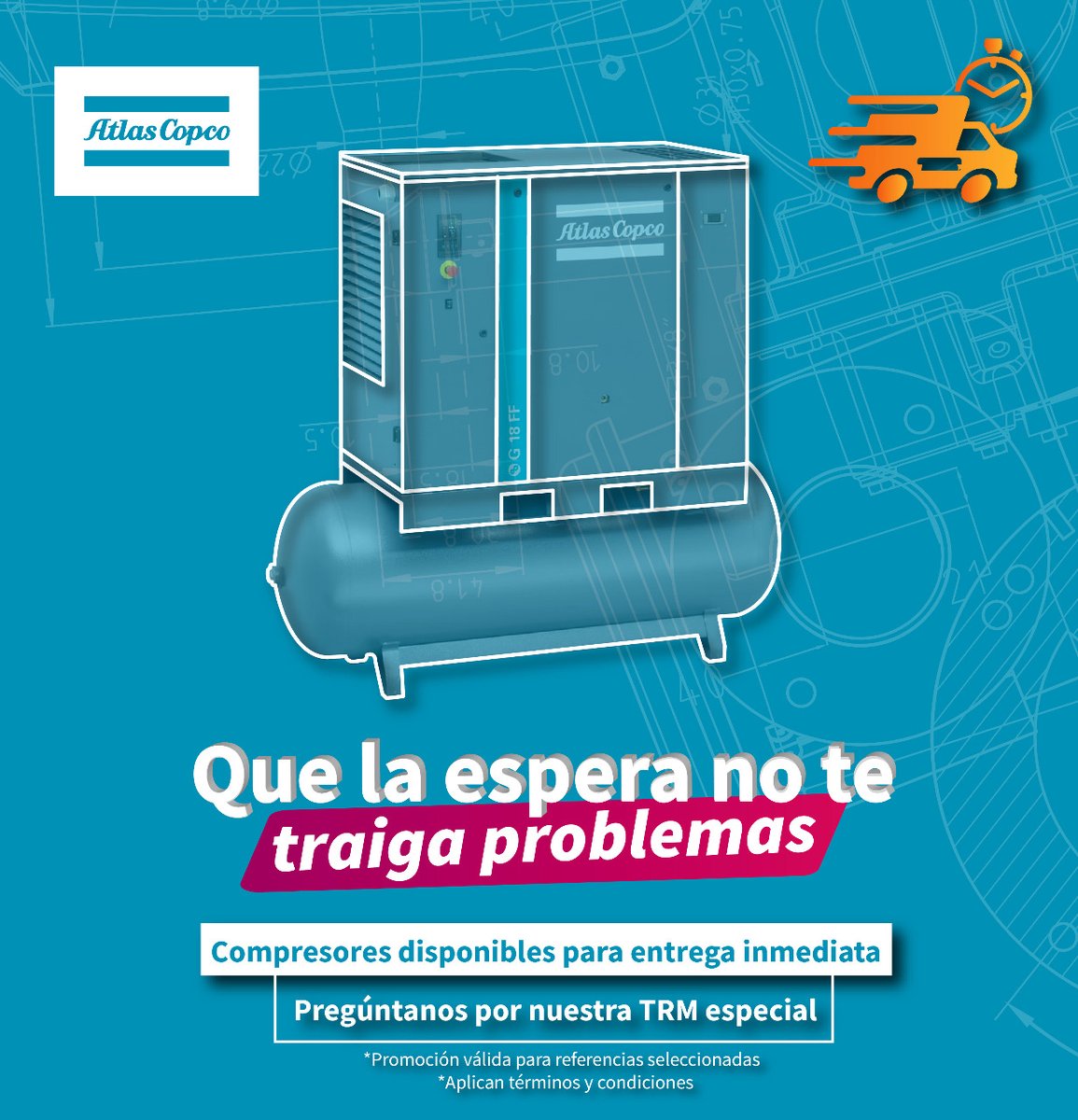 ¡BUENAS NOTICIAS!😍  Con nosotros no tienes que esperar para que tu equipo empiece a funcionar en planta, y además, tenemos para ti una TRM especial.👌🏻 

📲  Escríbenos y conoce más detalles wa.me/message/WT7WCJ…

#AtlasCopcoColombia #CompresoresDeAire #AireComprimido
