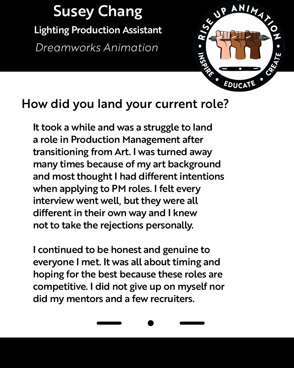 riseupanimation's tweet photo. Hey Rise Up fam! We're bringing you another #MenteeFastForward where we hear from an RUA Mentee that found a career opportunity in animation. 

Today we celebrate @suseychangart from @Dreamworks https://t.co/aJNCVDh9VH
