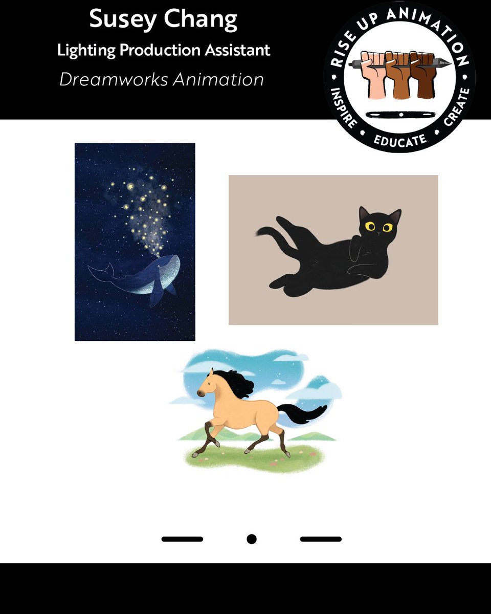 riseupanimation's tweet photo. Hey Rise Up fam! We're bringing you another #MenteeFastForward where we hear from an RUA Mentee that found a career opportunity in animation. 

Today we celebrate @suseychangart from @Dreamworks https://t.co/aJNCVDh9VH