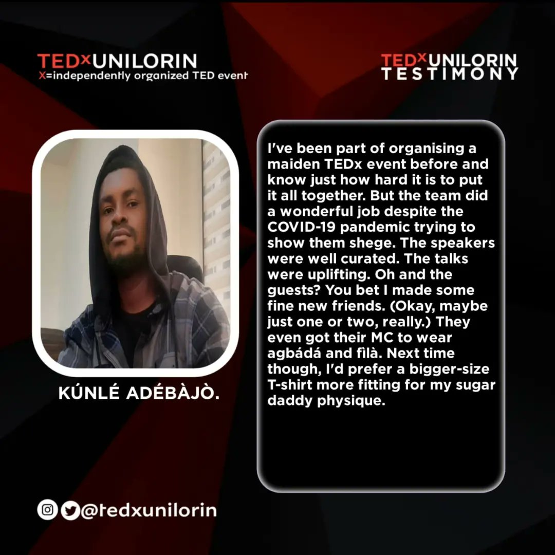We on testimonials todayy🥳

Here's what some of last year's attendees have to say about their experience.
#tedx #ted