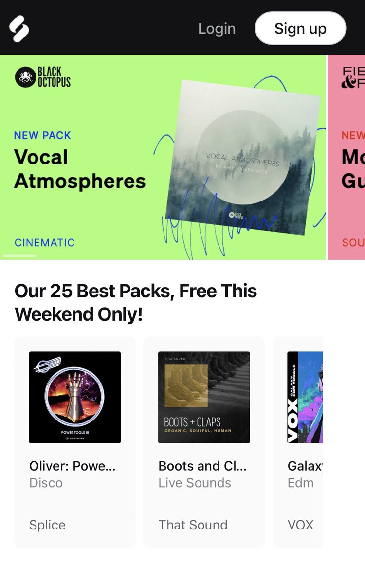 _AKirkpatrick's tweet image. Front page of @splice today is my Vocal Atmospheres pack!! 🥳🥳🥳 Out now on Splice, ambient emotional landscapes for every mood and genre 🤍splice.com/sounds/packs/b… @_blackoctopus_