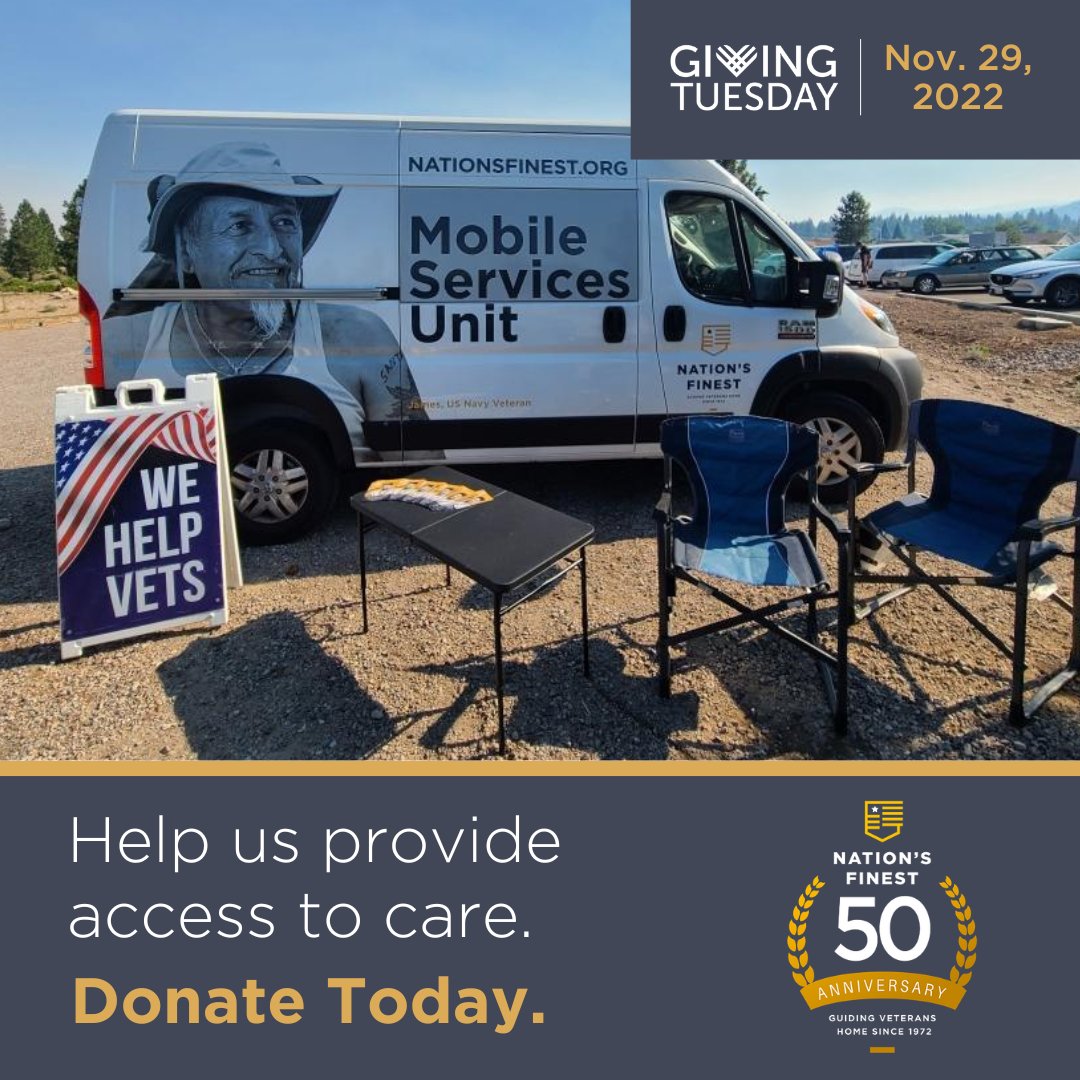 🎁 #GivingTuesday is TOMORROW! Charitable donations help Nation's Finest expand our footprint, reach more #veterans in need, and make tangible impacts in the communities we serve. Give the gift of your support: bit.ly/3VaIoBW

#TogetherWeGive #SupportOurVeterans #GT2022