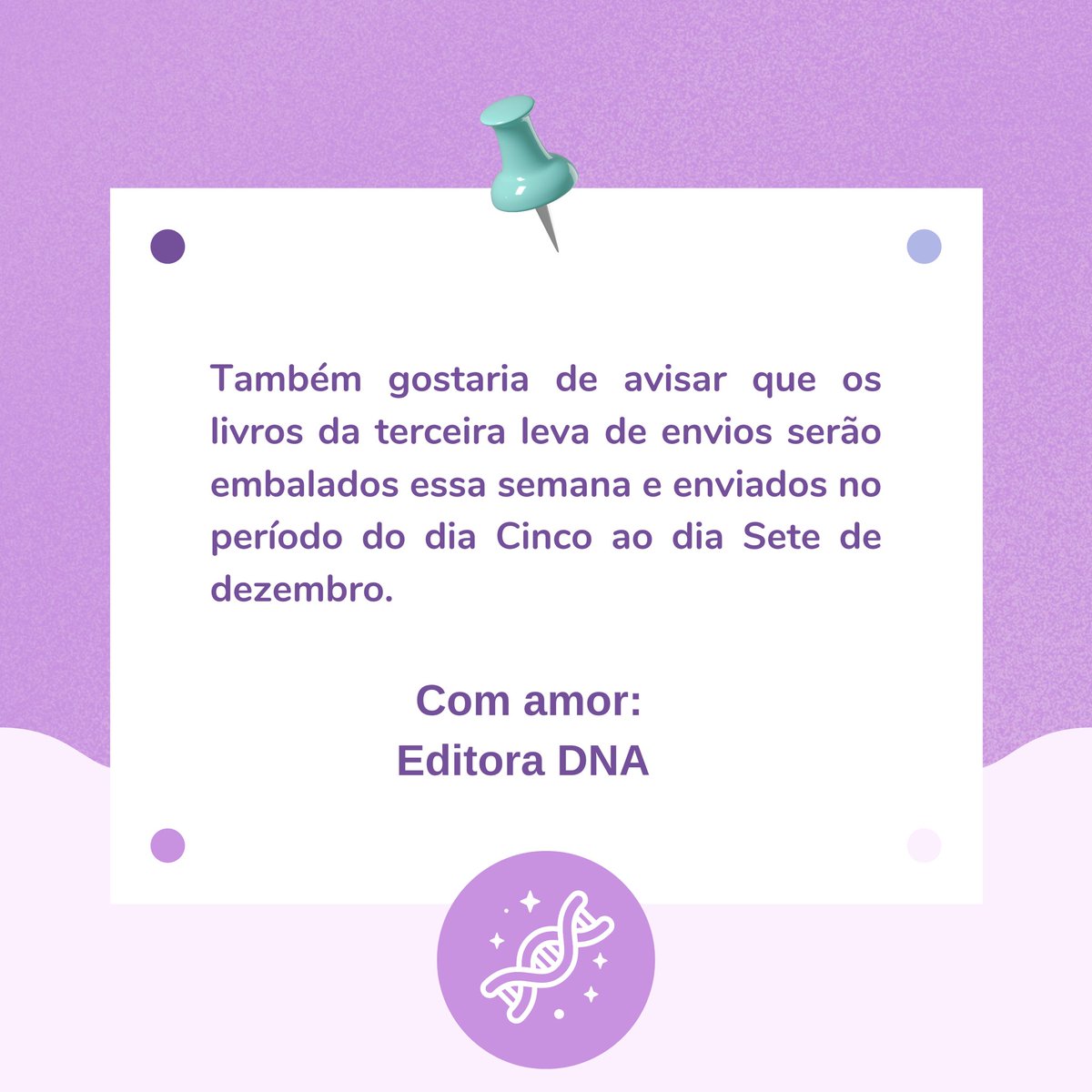 EditoraDna's tweet photo. Oi família! Viemos trazer um recadinho direto da CEO… 🧬 https://t.co/GI5y7StuQf
